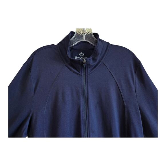 T by TALBOTS Women XL Athletic Jacket Full Zip Navy Yellow UPF50 Activewear 44" - Picture 2 of 9